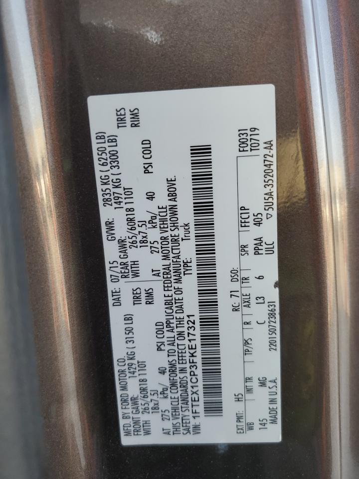 1FTEX1CP3FKE17321 2015 Ford F150 Super Cab