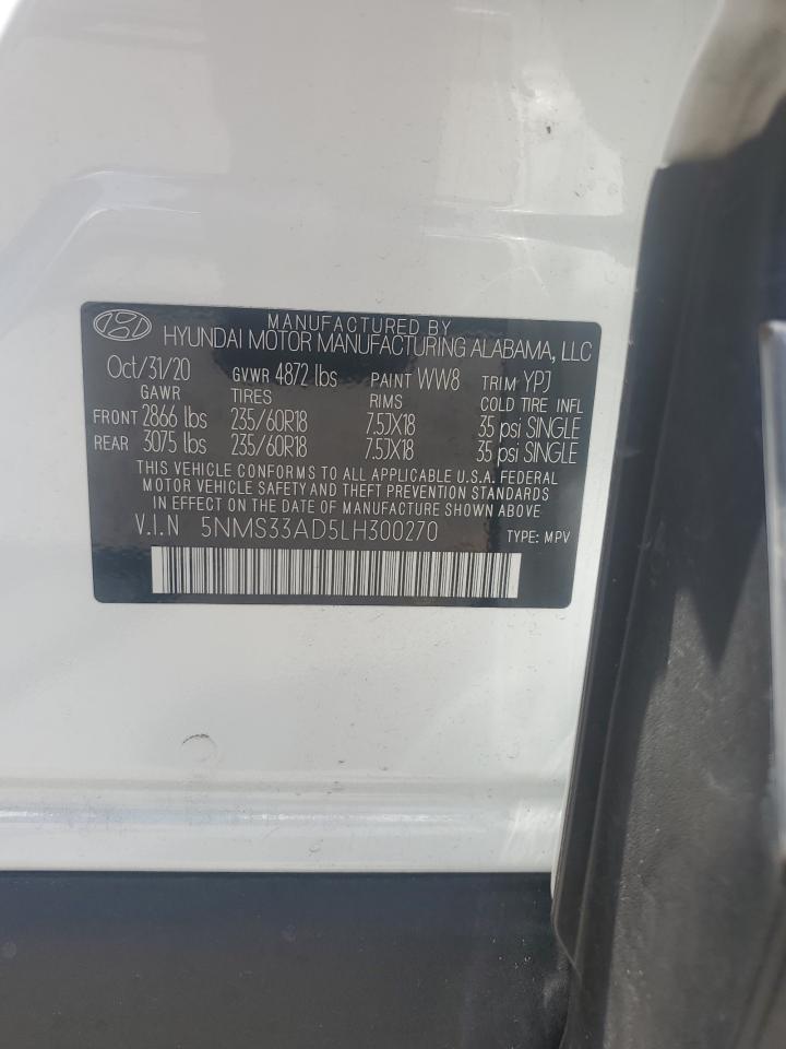 2020 Hyundai Santa Fe Sel VIN: 5NMS33AD5LH300270 Lot: 63901845