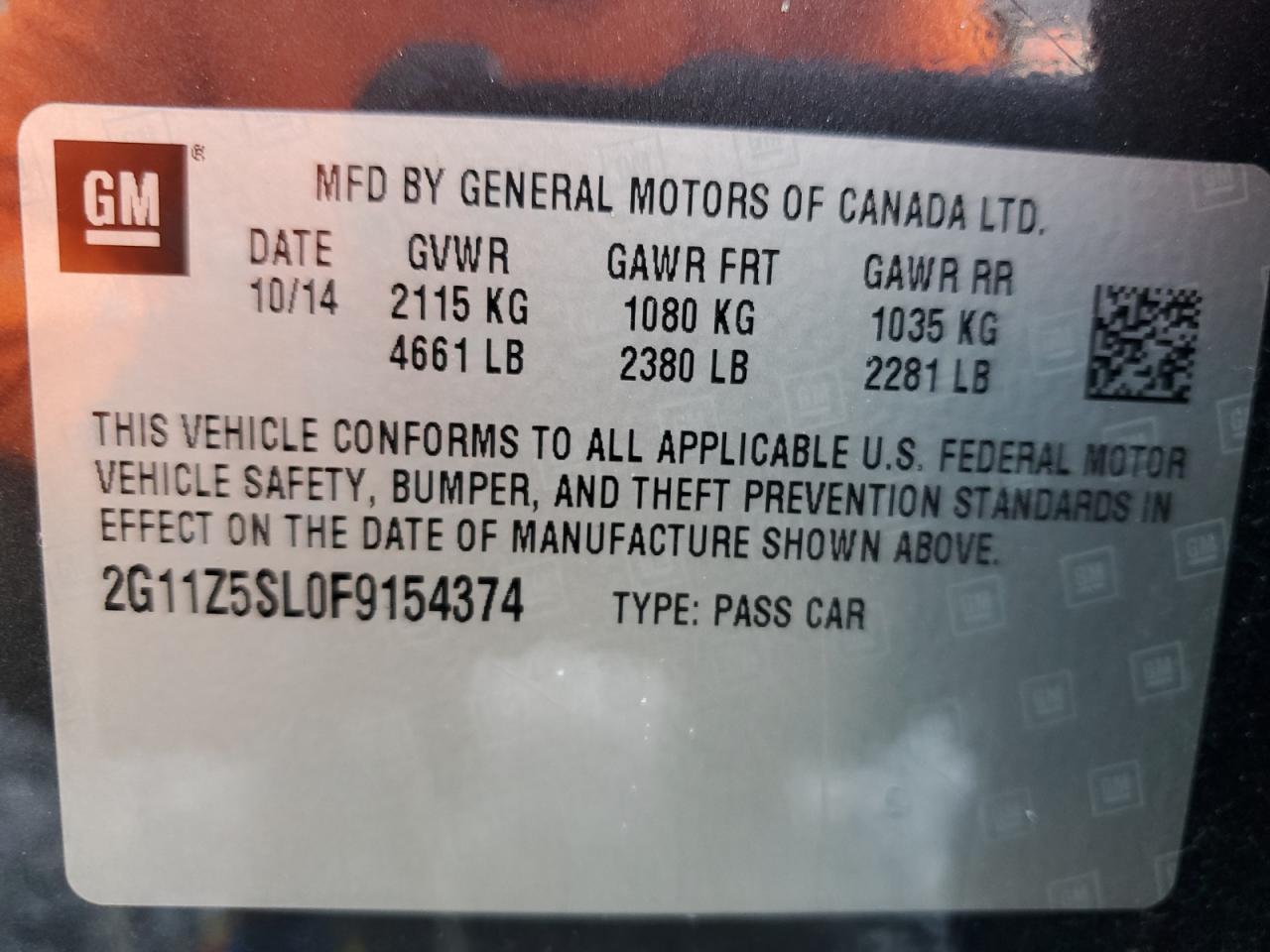2015 Chevrolet Impala Ls VIN: 2G11Z5SL0F9154374 Lot: 64860055
