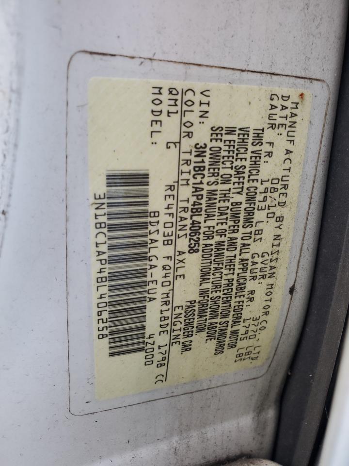 2011 Nissan Versa S VIN: 3N1BC1AP4BL406258 Lot: 64783965