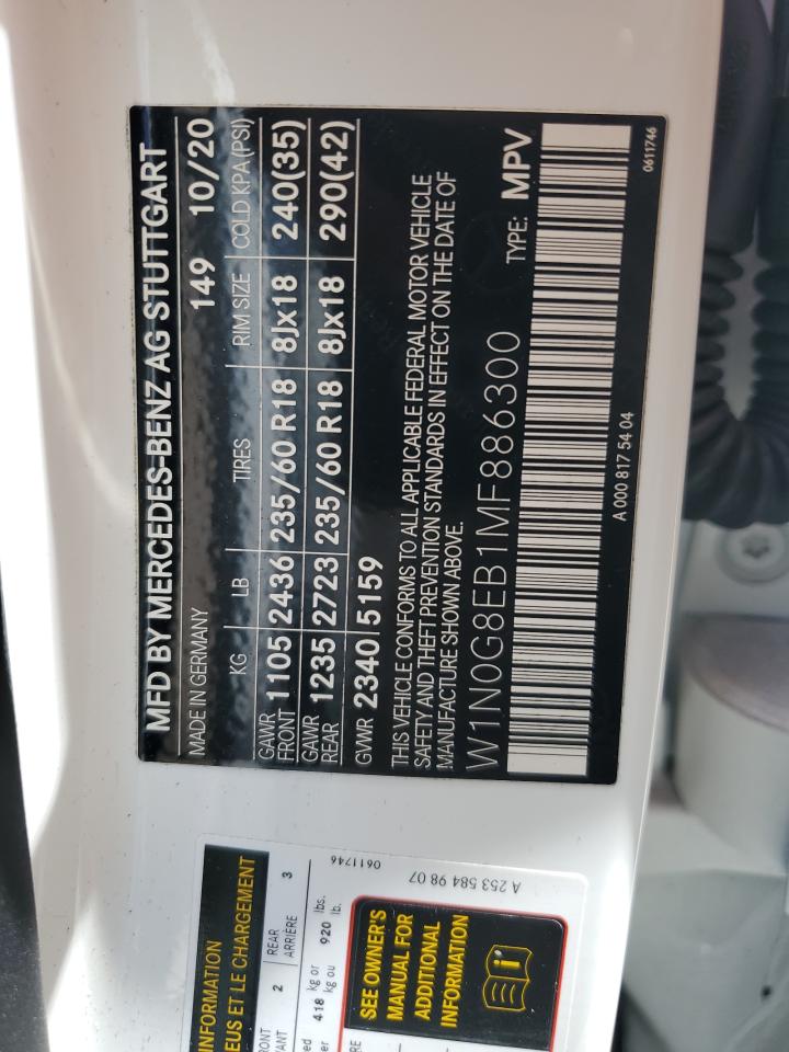 2021 Mercedes-Benz Glc 300 4Matic VIN: W1N0G8EB1MF886300 Lot: 65573305