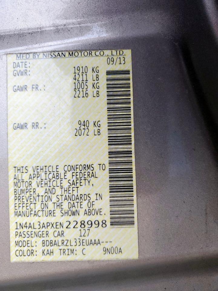 1n4al3apxen228998 1N4AL3APXEN228998 2014 Nissan Altima 2.5