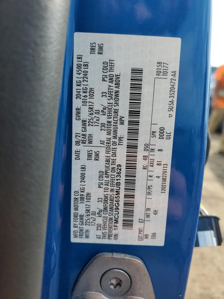 2021 Ford Escape Se VIN: 1FMCU9G65MUB13629 Lot: 66260975