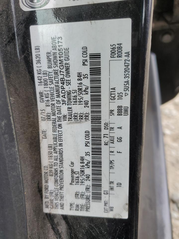 2016 Ford Fiesta Se VIN: 3FADP4BJ7GM105173 Lot: 64602345