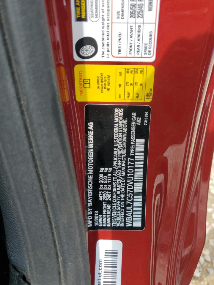 2013 BMW 128 I VIN: WBAUL7C57DVU10177 Lot: 64314225