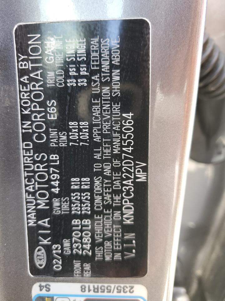 2013 Kia Sportage Ex VIN: KNDPC3A22D7455064 Lot: 63234545