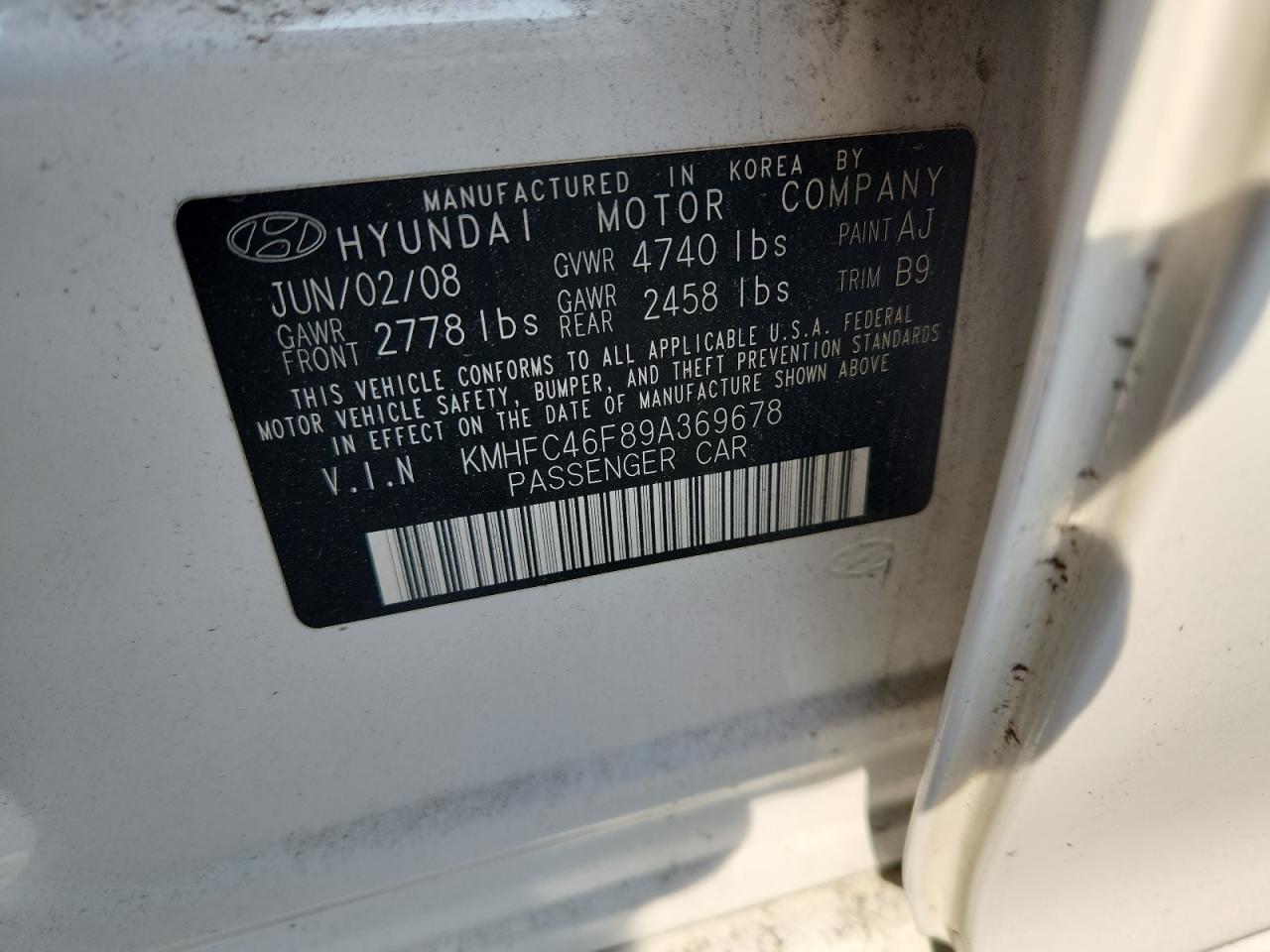 2009 Hyundai Azera Se VIN: KMHFC46F89A369678 Lot: 66942235