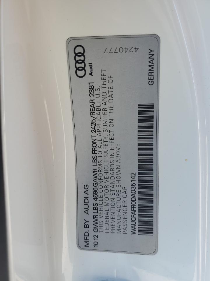 2013 Audi A5 Premium VIN: WAUCFAFR0DA035142 Lot: 64493535