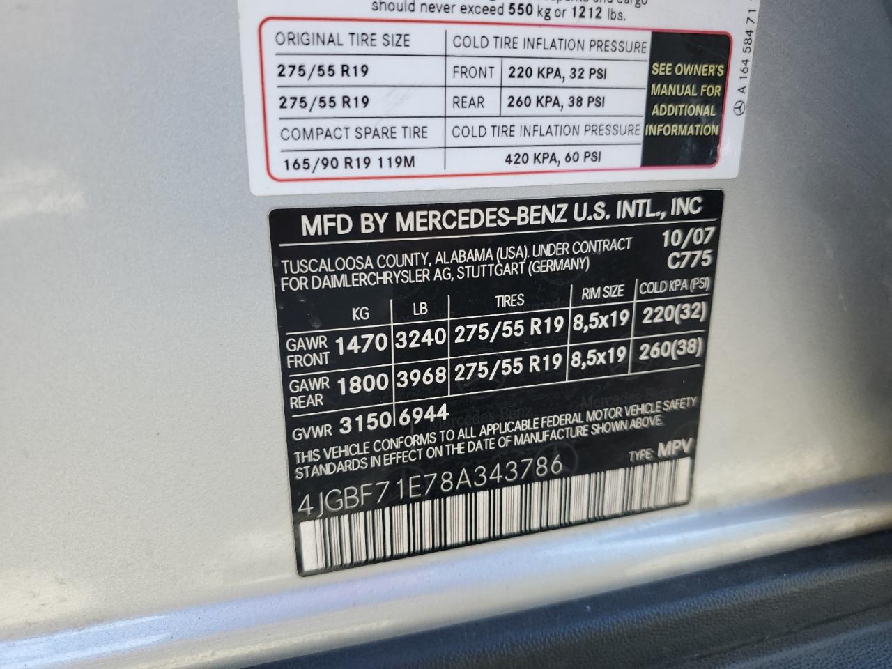 2008 Mercedes-Benz Gl 450 4Matic VIN: 4JGBF71E78A343786 Lot: 64512275