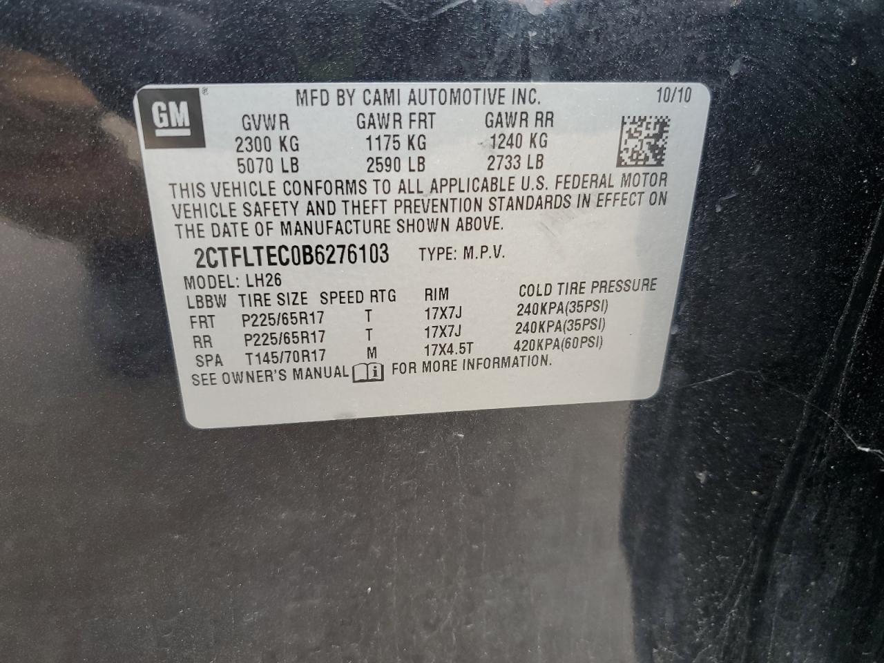 2011 GMC Terrain Sle VIN: 2CTFLTEC0B6276103 Lot: 64050345