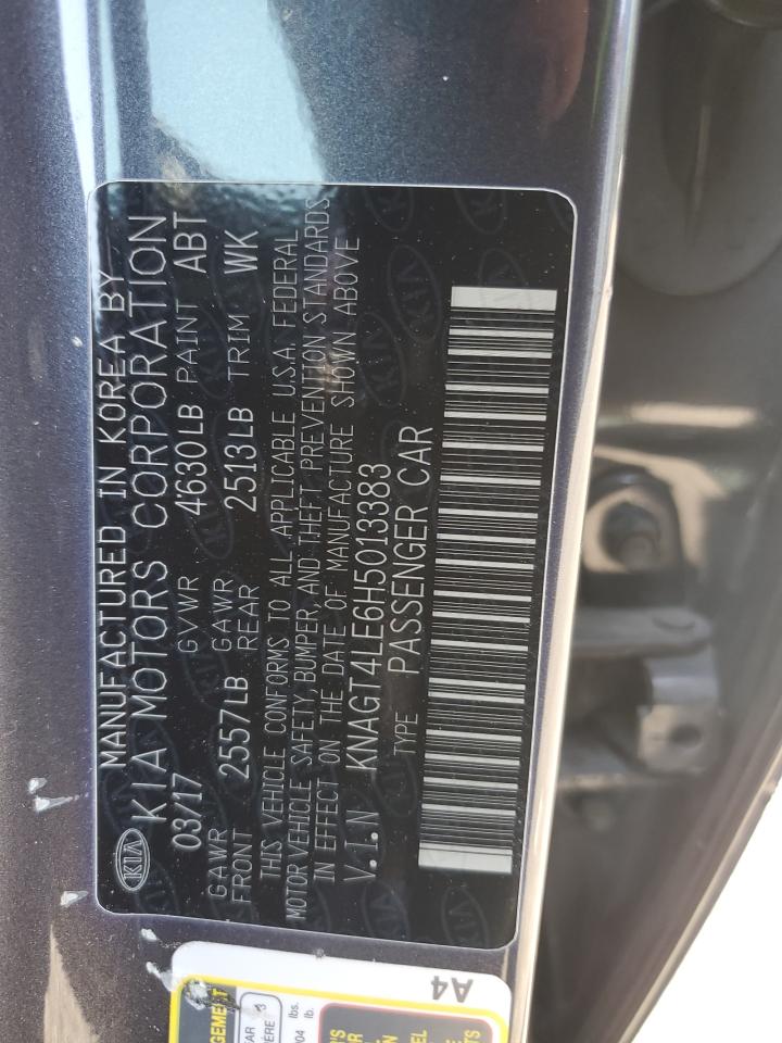 2017 Kia Optima Hybrid VIN: KNAGT4LE6H5013383 Lot: 65213365