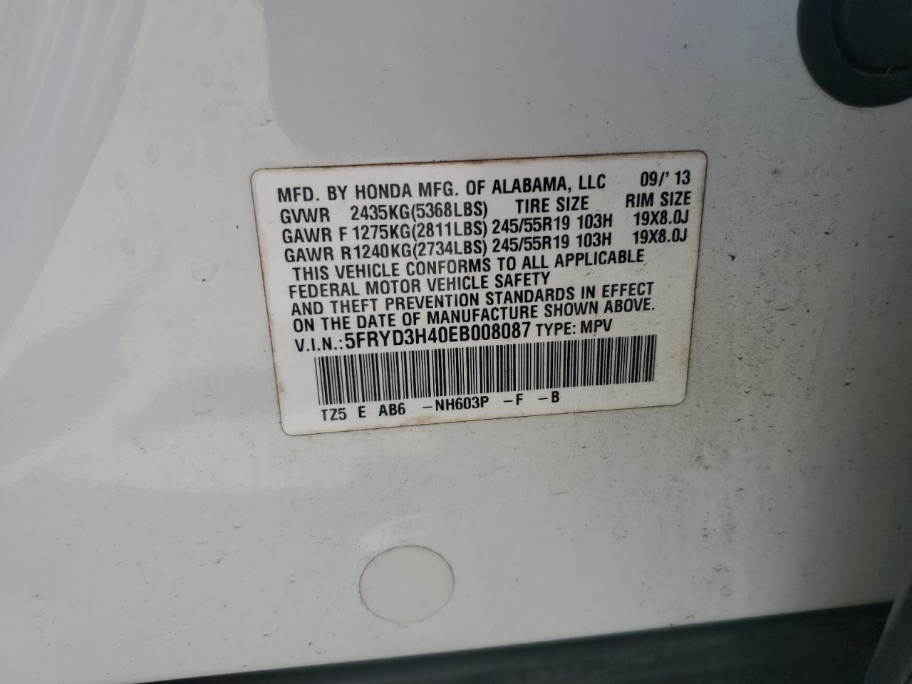 5fryd3h40eb008087 5FRYD3H40EB008087 2014 Acura Mdx Technology