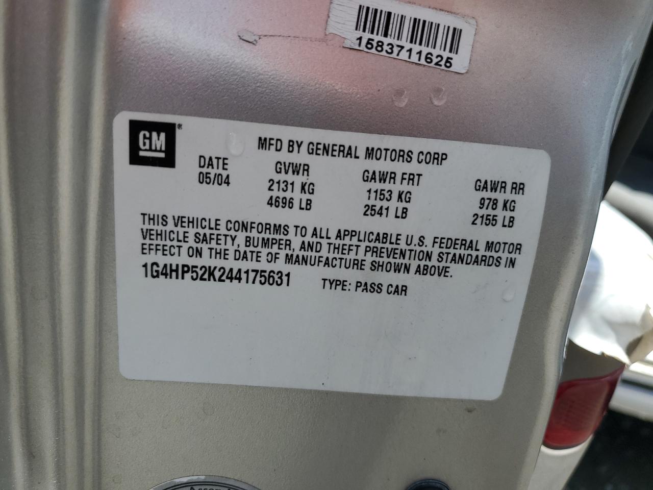 2004 Buick Lesabre Custom VIN: 1G4HP52K244175631 Lot: 63204125