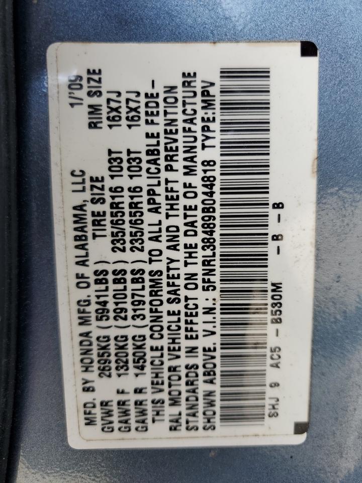 2009 Honda Odyssey Ex VIN: 5FNRL38489B044818 Lot: 63219765