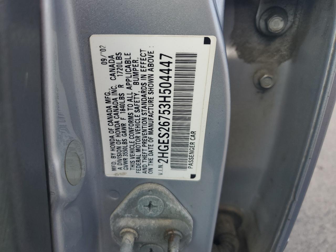 2003 Honda Civic Ex VIN: 2HGES26753H504447 Lot: 64888645