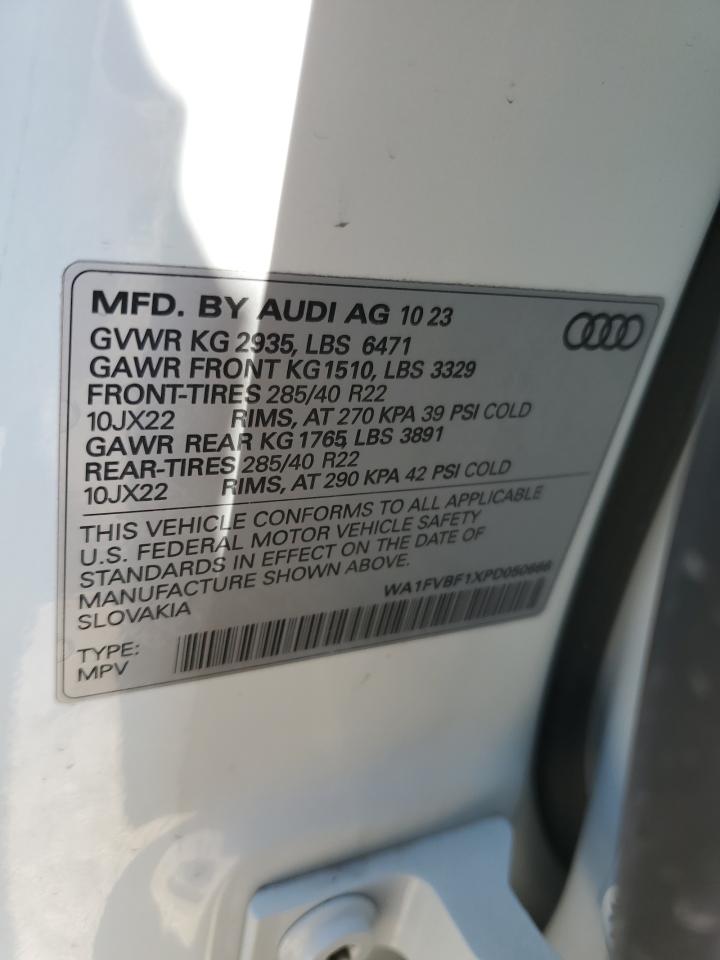 2023 Audi Q8 Prestige S-Line VIN: WA1FVBF1XPD050666 Lot: 64492625