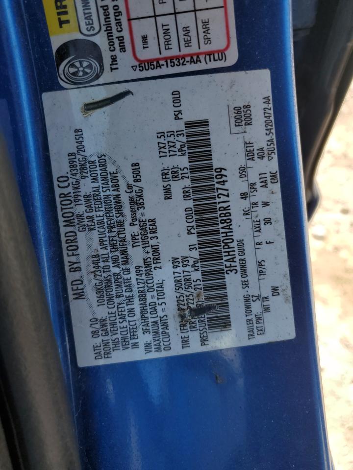 2011 Ford Fusion Se VIN: 3FAHP0HA8BR127499 Lot: 64522325