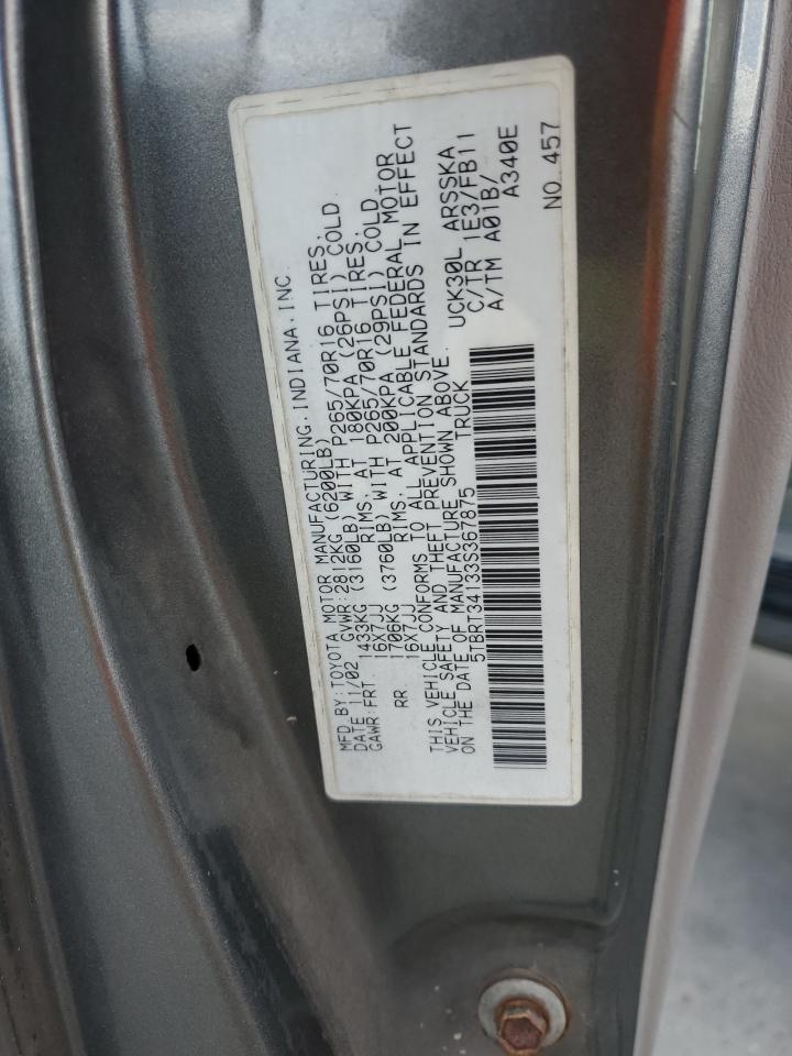 2003 Toyota Tundra Access Cab Sr5 VIN: 5TBRT34133S367875 Lot: 62964865