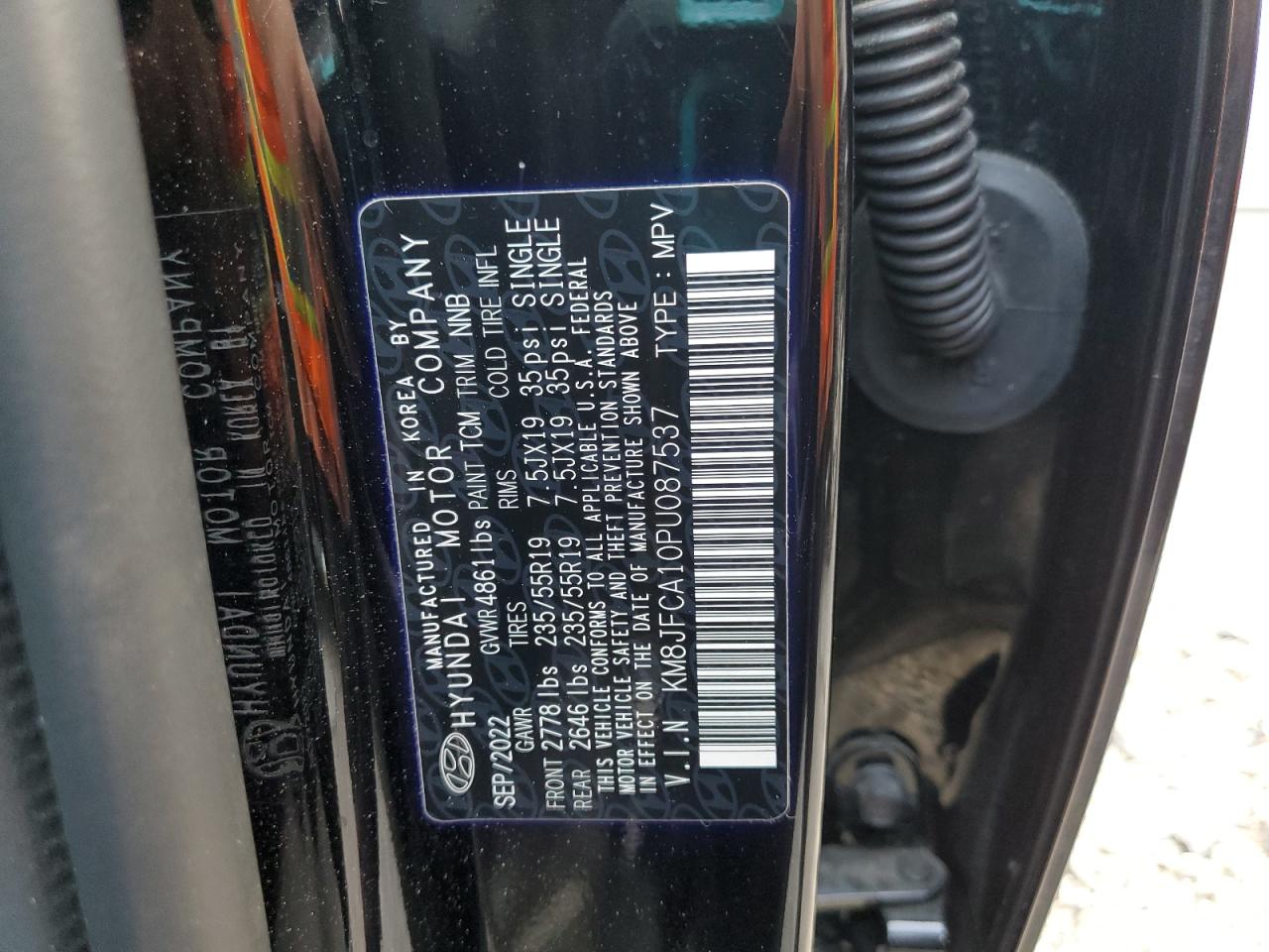 2023 Hyundai Tucson Sel Convenience VIN: KM8JFCA10PU087537 Lot: 65034915