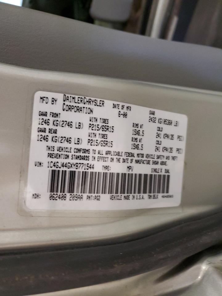 2000 Chrysler Grand Voyager Se VIN: 1C4GJ44GXYB771544 Lot: 63548165