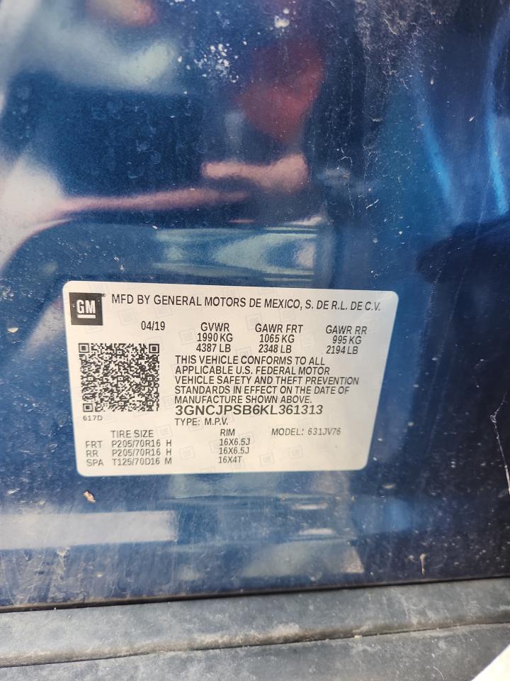 2019 Chevrolet Trax 1Lt VIN: 3GNCJPSB6KL361313 Lot: 64990825