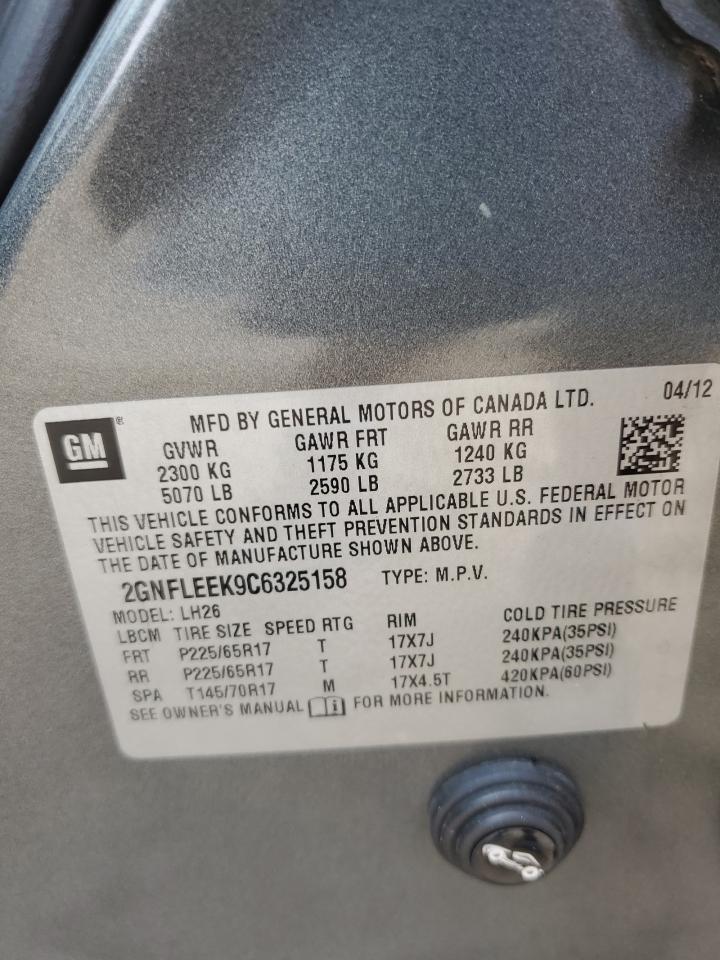 2012 Chevrolet Equinox Lt VIN: 2GNFLEEK9C6325158 Lot: 64992835