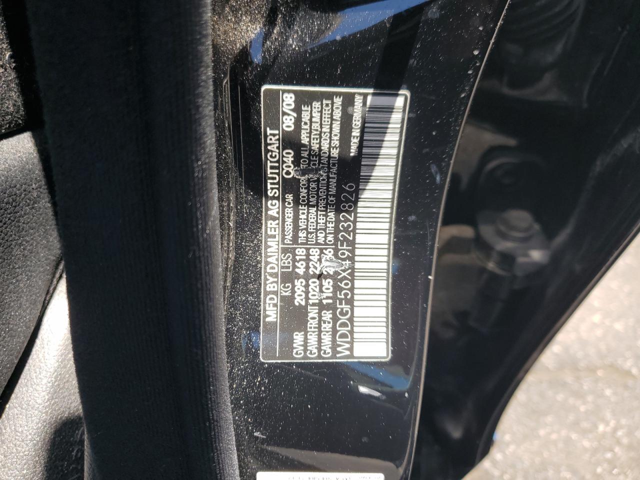 2009 Mercedes-Benz C 350 VIN: WDDGF56X49F232826 Lot: 64149065