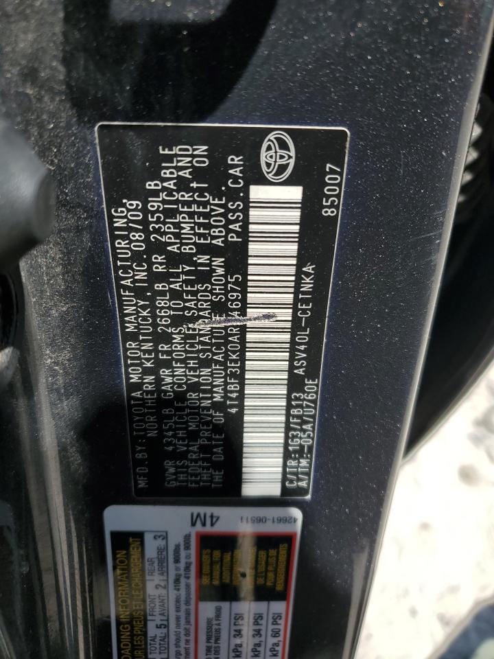 2010 Toyota Camry Base VIN: 4T4BF3EK0AR046975 Lot: 65396925