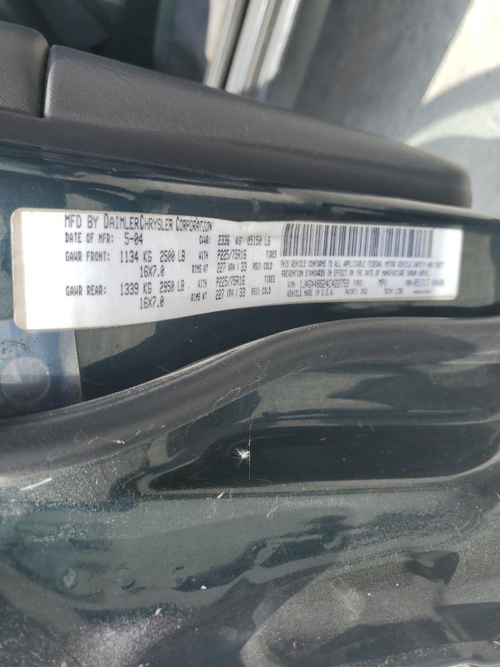 2004 Jeep Grand Cherokee Laredo VIN: 1J4GX48S24C422759 Lot: 65653745