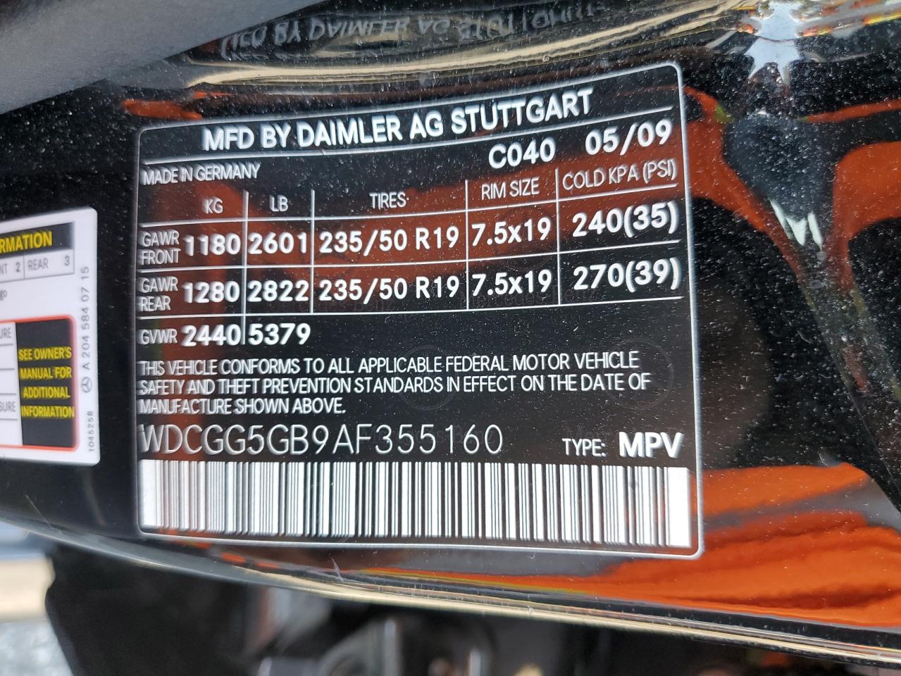 2010 Mercedes-Benz Glk 350 VIN: WDCGG5GB9AF355160 Lot: 64601715