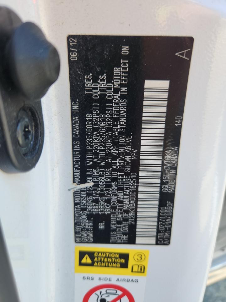 2013 Lexus Rx 350 Base VIN: 2T2BK1BA0DC162510 Lot: 64562465