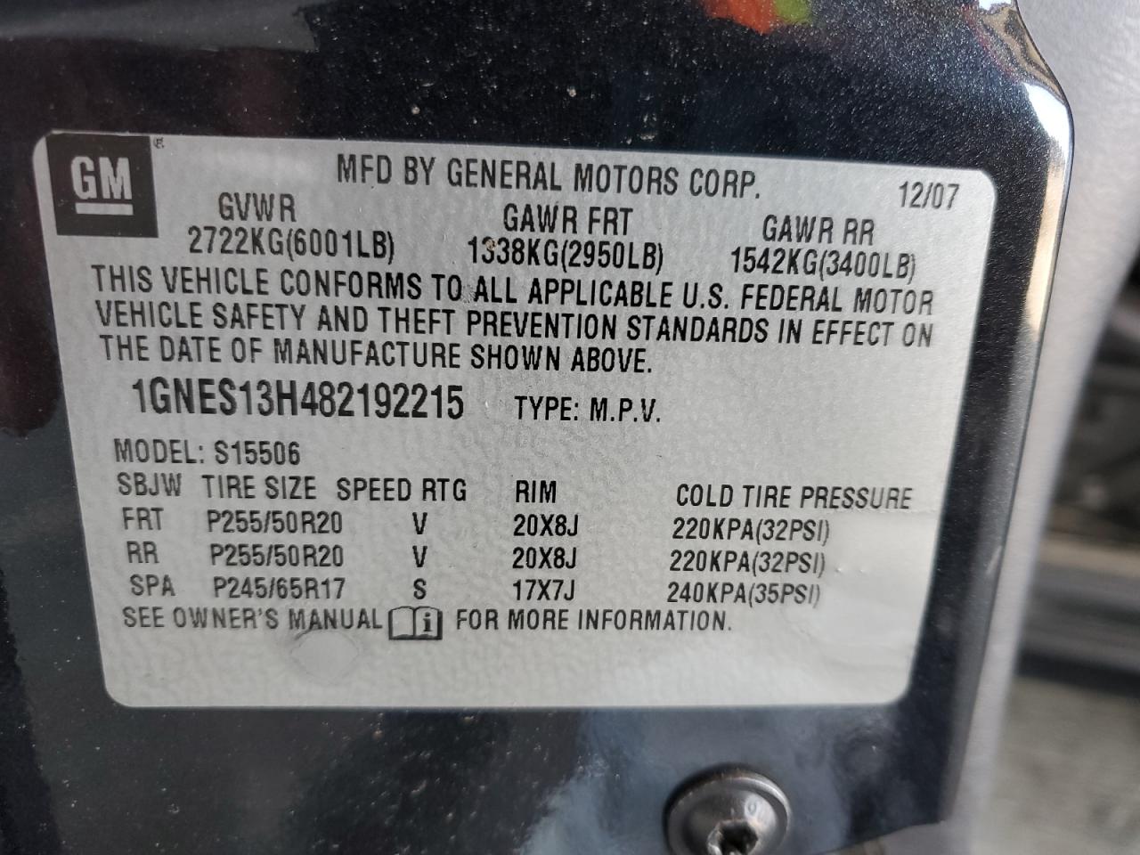 1gnes13h482192215 1GNES13H482192215 2008 Chevrolet Trailblazer Ss