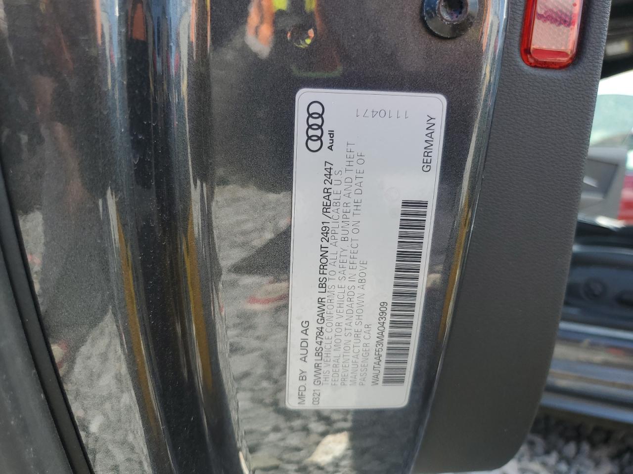 2021 Audi A5 Premium Plus 45 VIN: WAUTAAF53MA043909 Lot: 64600715