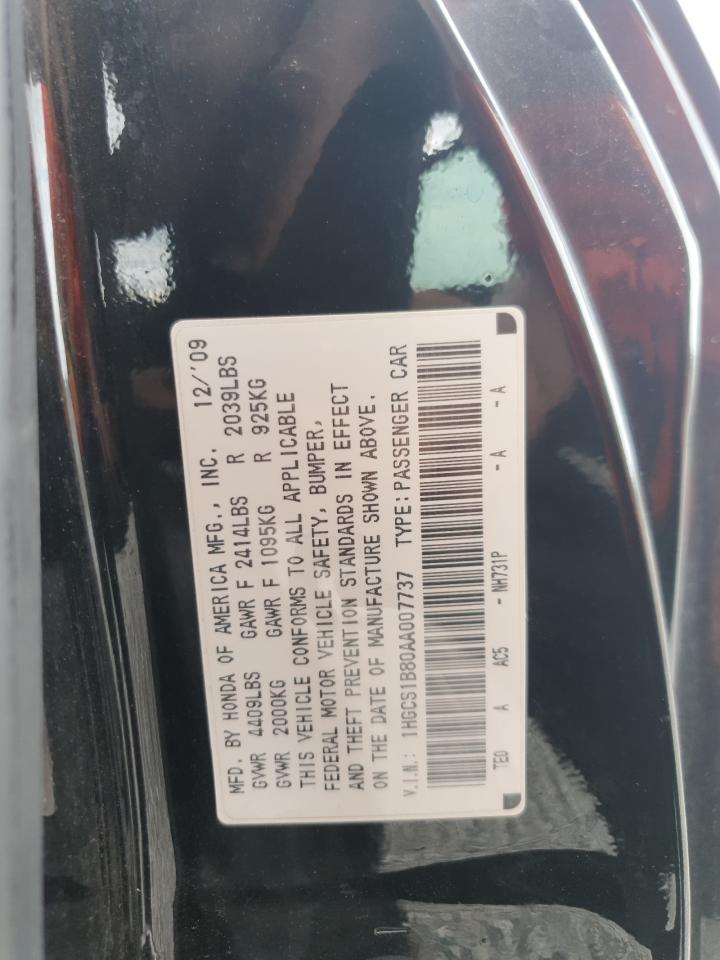 2010 Honda Accord Exl VIN: 1HGCS1B80AA007737 Lot: 65385955