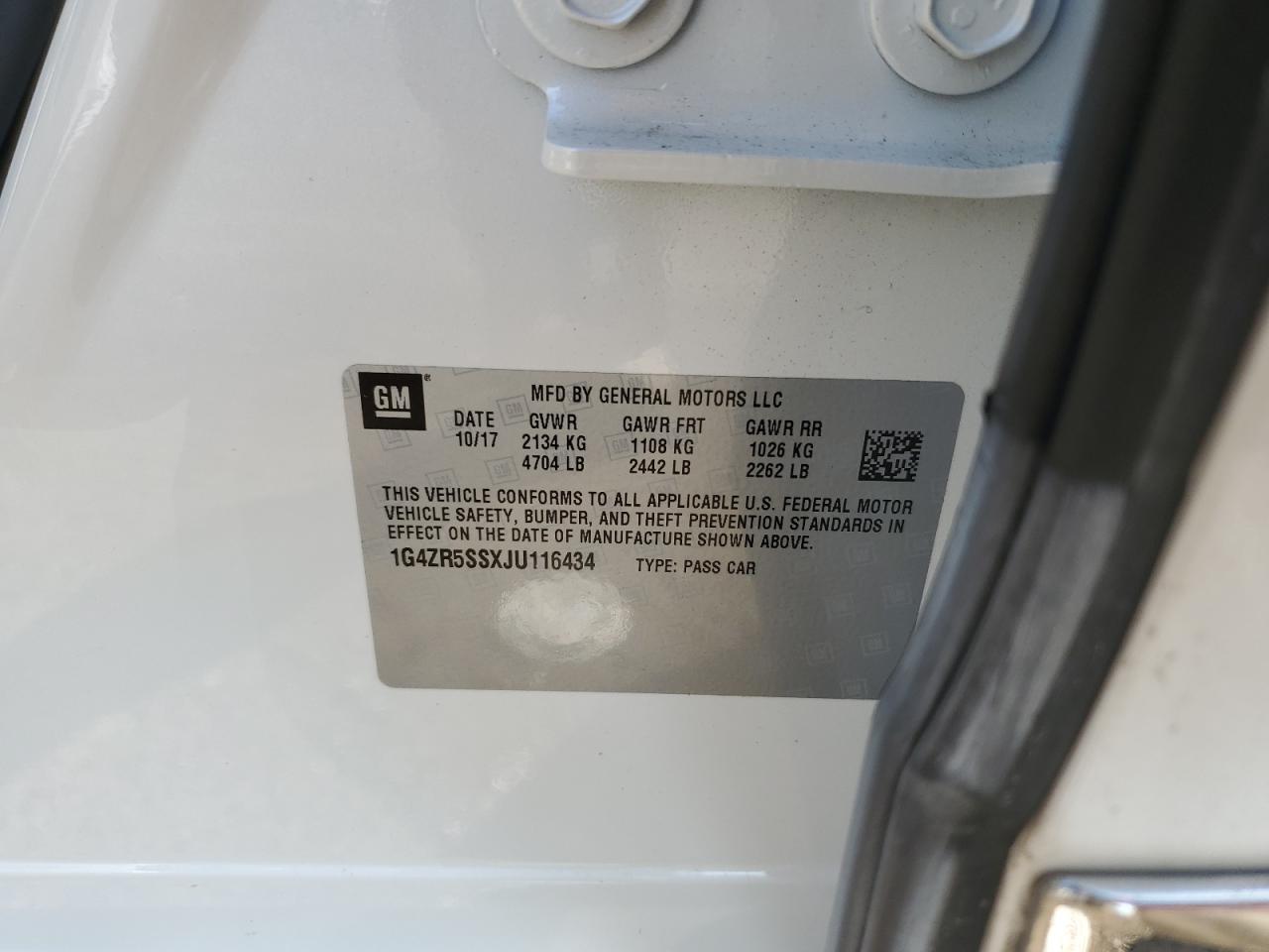 2018 Buick Lacrosse Premium VIN: 1G4ZR5SSXJU116434 Lot: 63099685