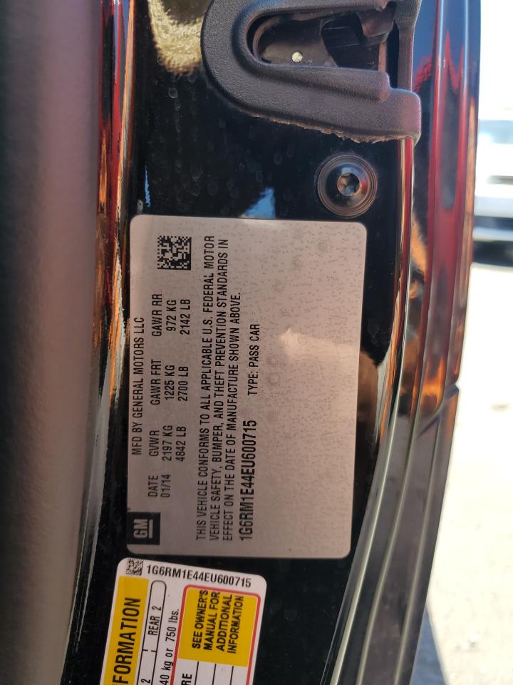 2014 Cadillac Elr Luxury VIN: 1G6RM1E44EU600715 Lot: 64813375