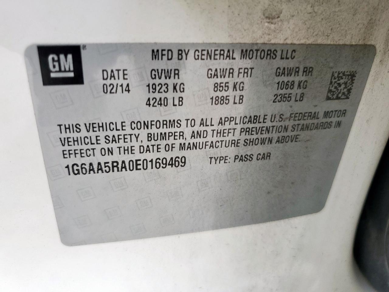 2014 Cadillac Ats VIN: 1G6AA5RA0E0169469 Lot: 64897485