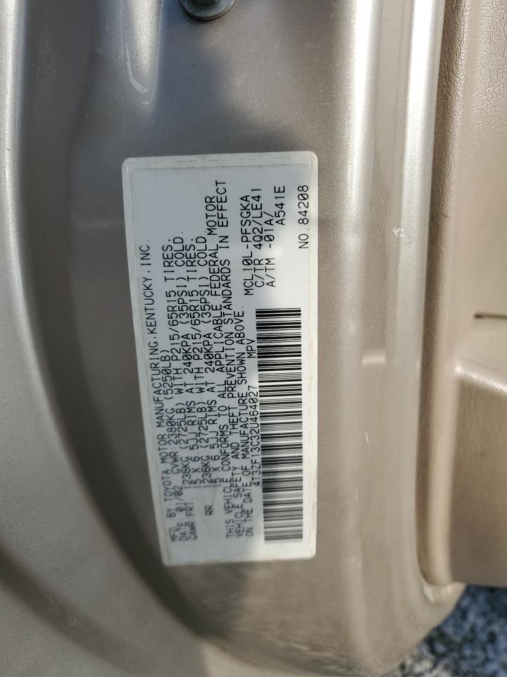 2002 Toyota Sienna Le VIN: 4T3ZF13C32U464027 Lot: 65051145