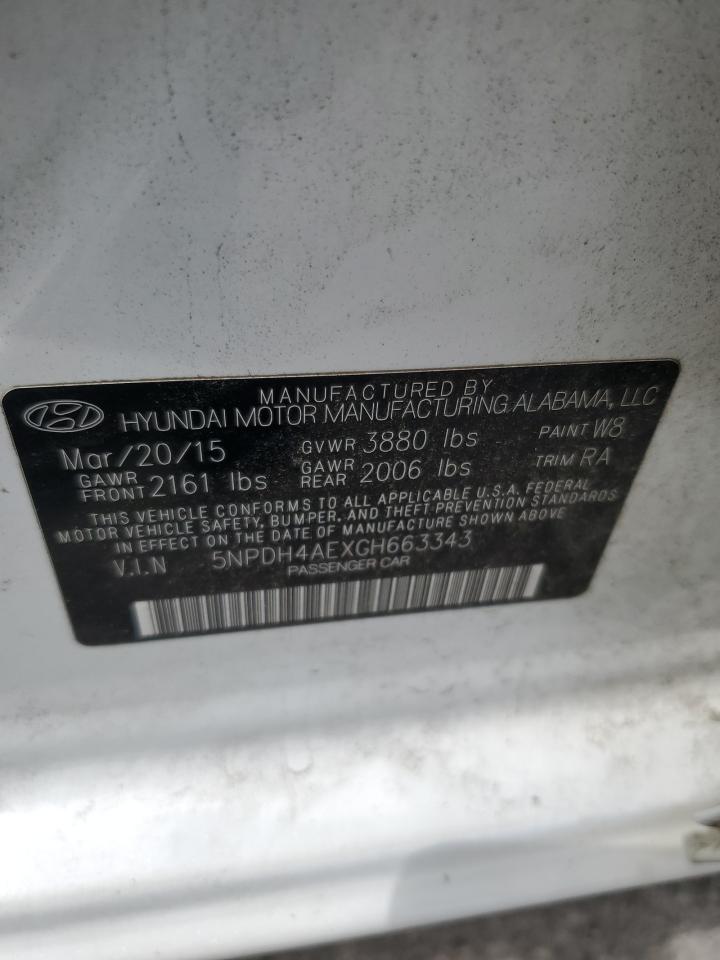 2016 Hyundai Elantra Se VIN: 5NPDH4AEXGH663343 Lot: 65715595