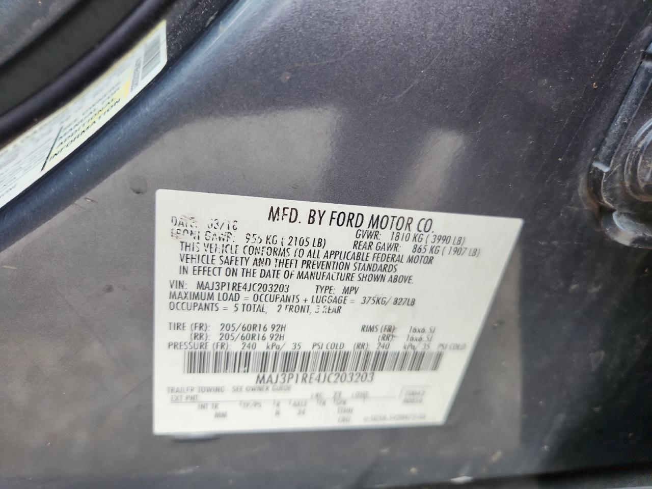 2018 Ford Ecosport S VIN: MAJ3P1RE4JC203203 Lot: 65475925