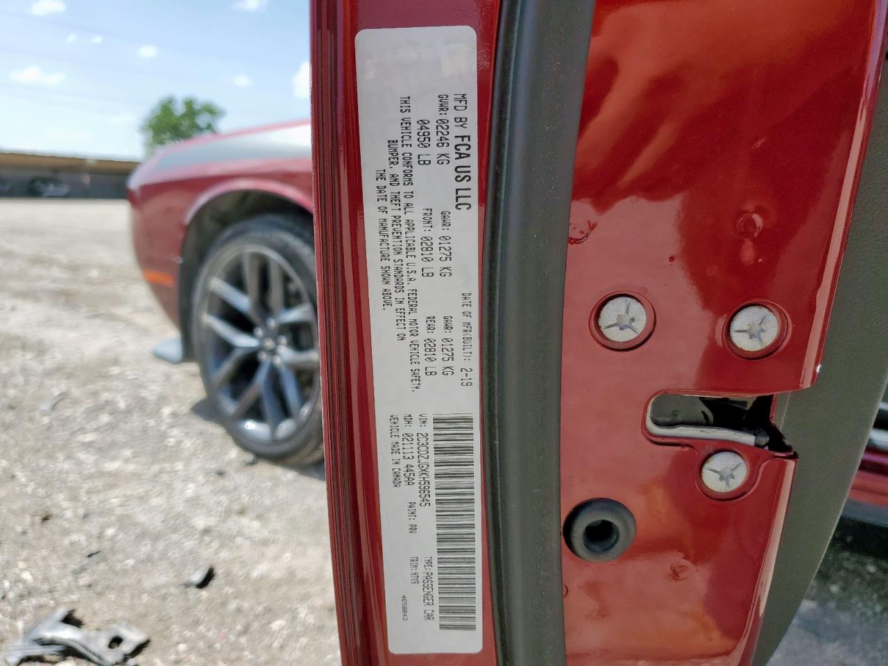 2019 Dodge Challenger Gt VIN: 2C3CDZJGXKH596545 Lot: 64481145