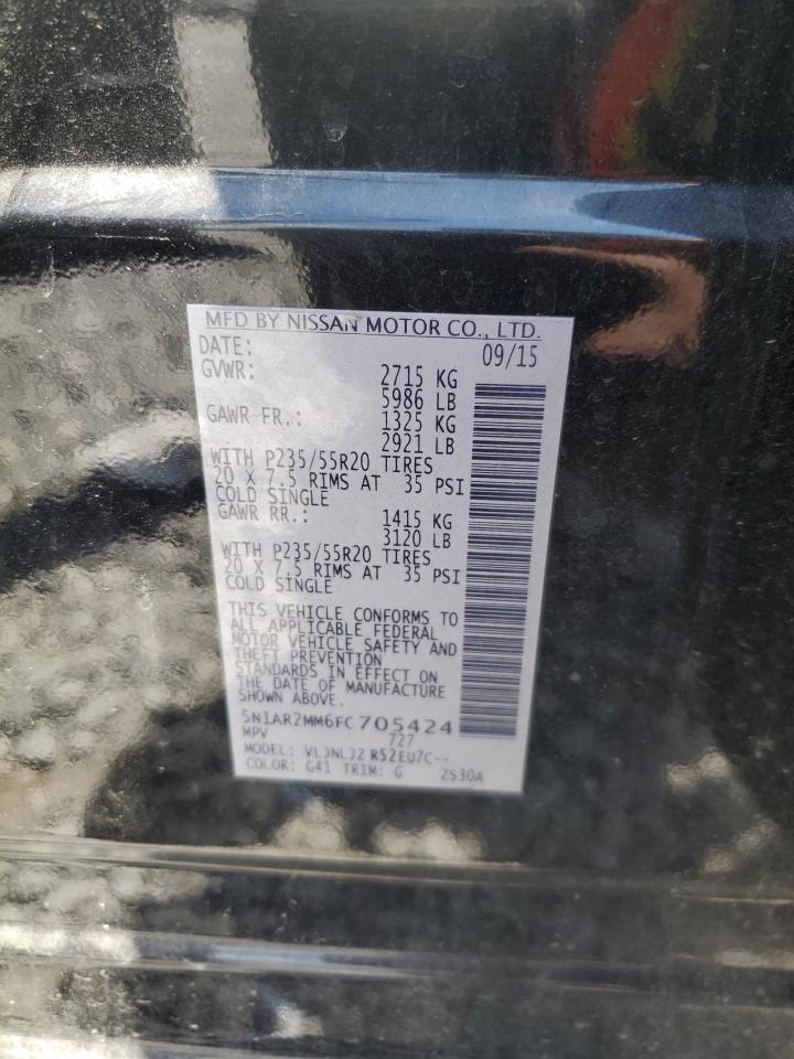 2015 Nissan Pathfinder S VIN: 5N1AR2MM6FC705424 Lot: 63433525