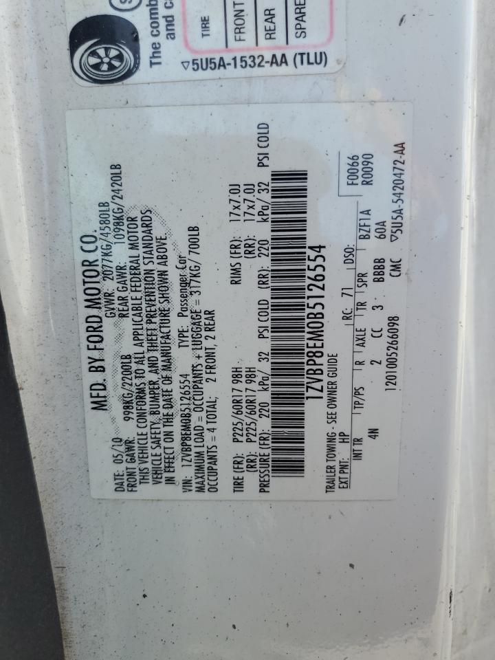 2011 Ford Mustang VIN: 1ZVBP8EM0B5126554 Lot: 64357365