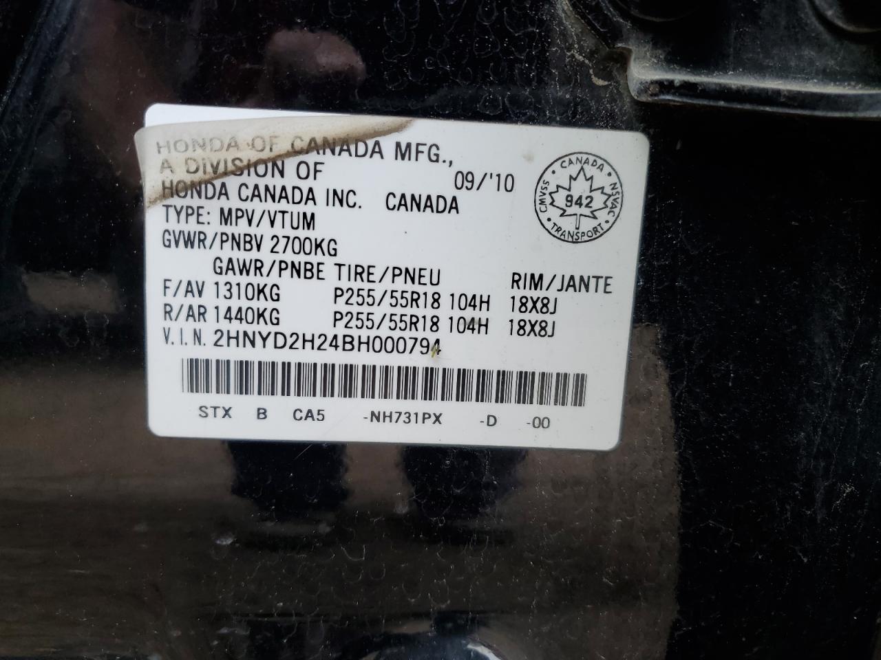 2hnyd2h24bh000794 2HNYD2H24BH000794 2011 Acura Mdx
