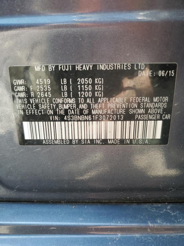 2015 Subaru Legacy 2.5I Limited VIN: 4S3BNBN61F3072013 Lot: 64907485