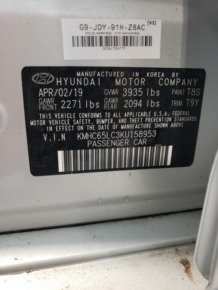 2019 Hyundai Ioniq Blue VIN: KMHC65LC3KU158953 Lot: 65588055