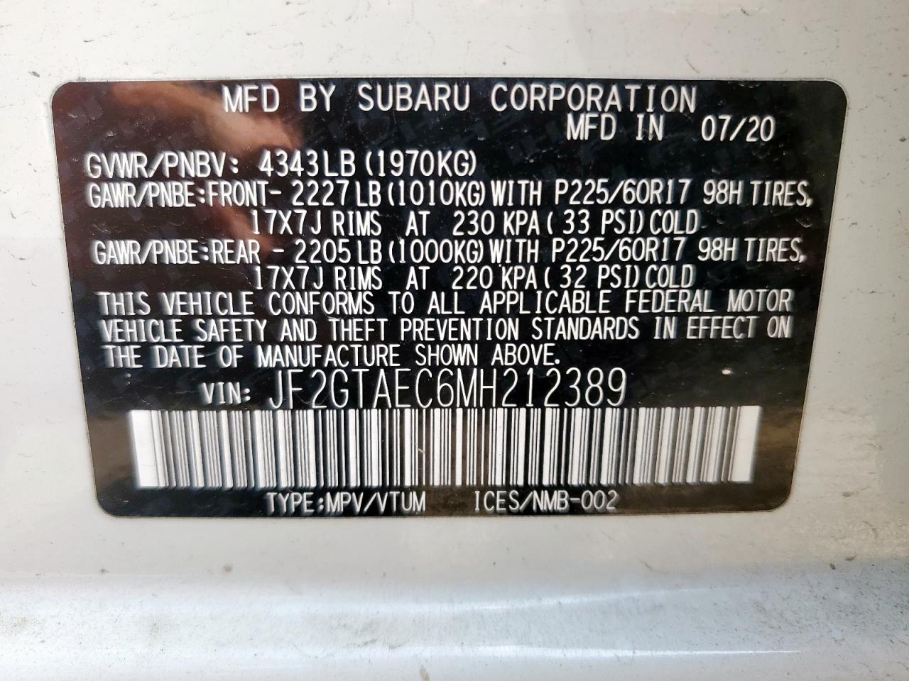 2022 Subaru Forester Premium VIN: JF2SKAECXNH405210 Lot: 63393105