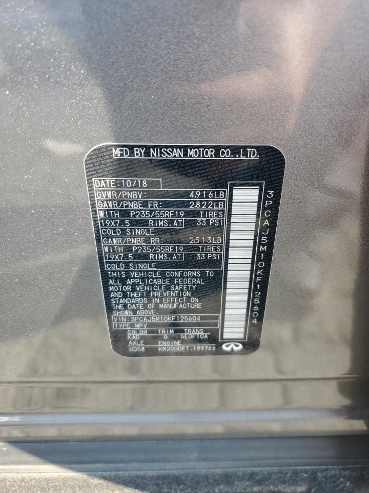 2019 Infiniti Qx50 Essential VIN: 3PCAJ5M10KF125604 Lot: 63872955