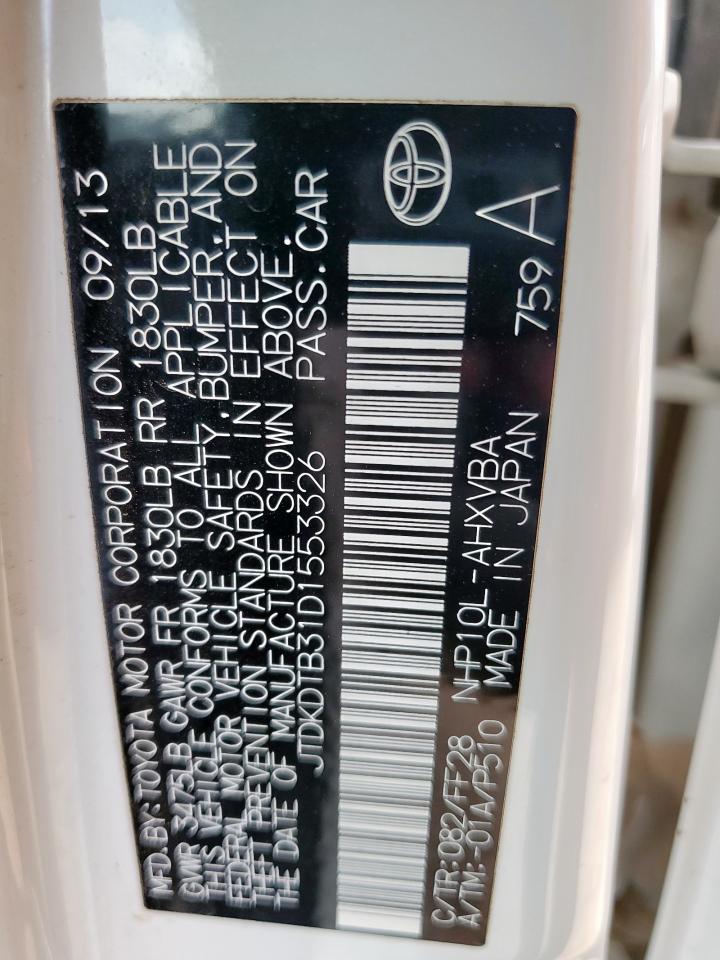 2013 Toyota Prius C VIN: JTDKDTB31D1553326 Lot: 61971005
