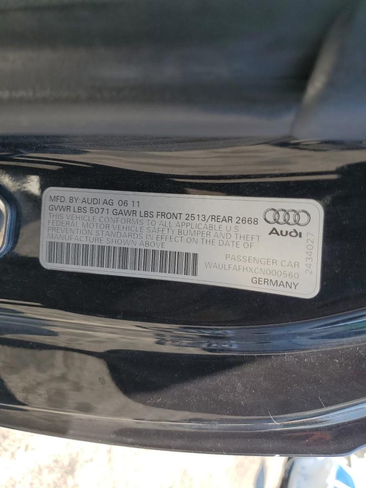 2012 Audi A5 Premium Plus VIN: WAULFAFHXCN000560 Lot: 65214905
